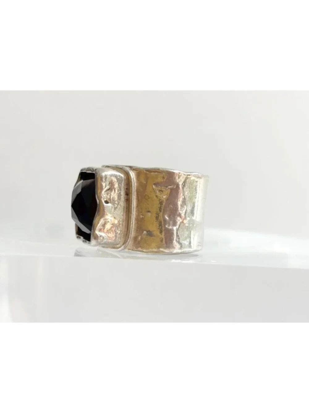 Chunky Smokey Quartz Gemstone Minimalist Sterling Silver 925 Vintage Ring - sz 7